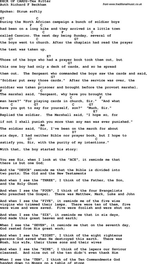 song about deck of cards